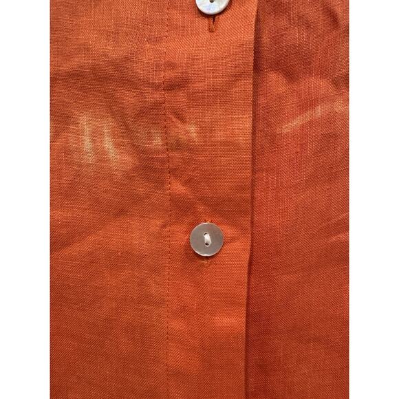 Chico’s Orange Linen Top Women’s Size 1 Tie Dye Sleeveless Button Up Shirt Boho - Picture 4 of 7